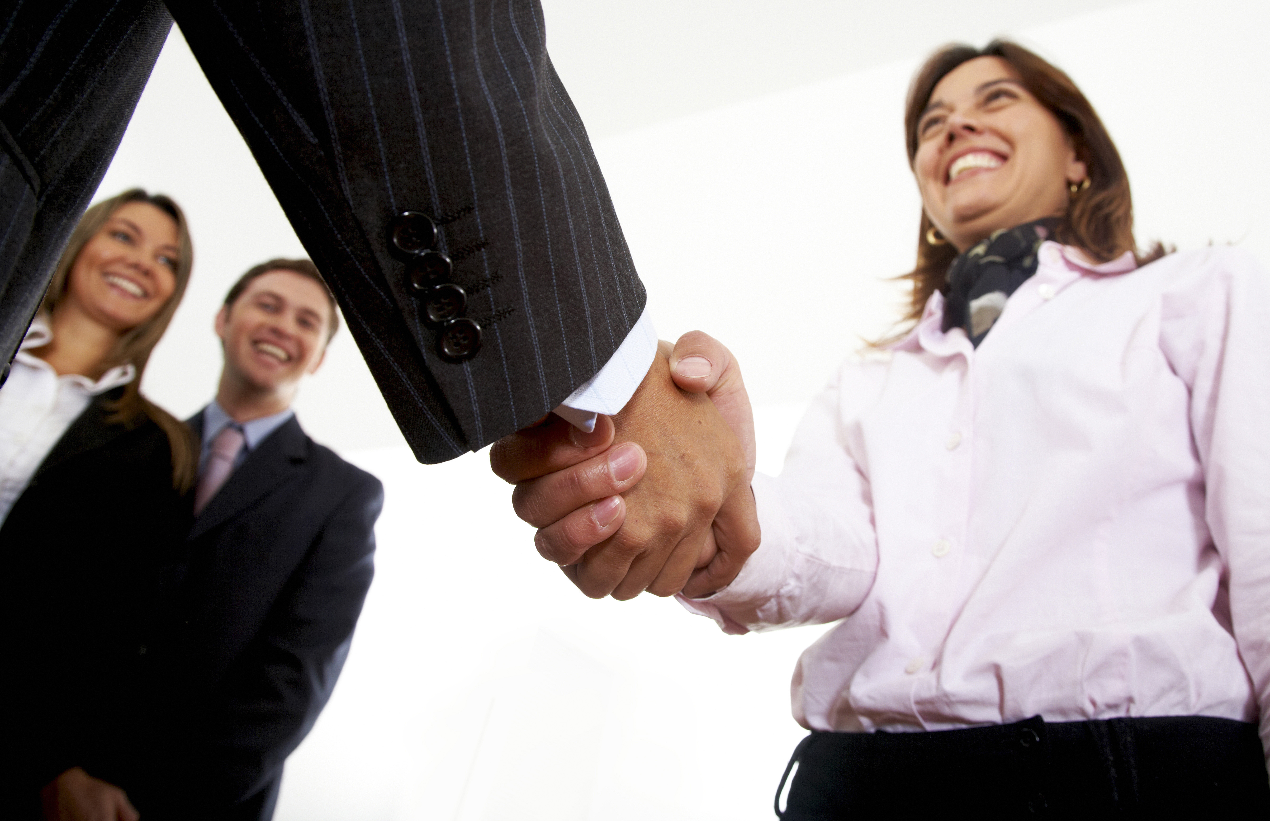 business handshake in an office to seal a partnership